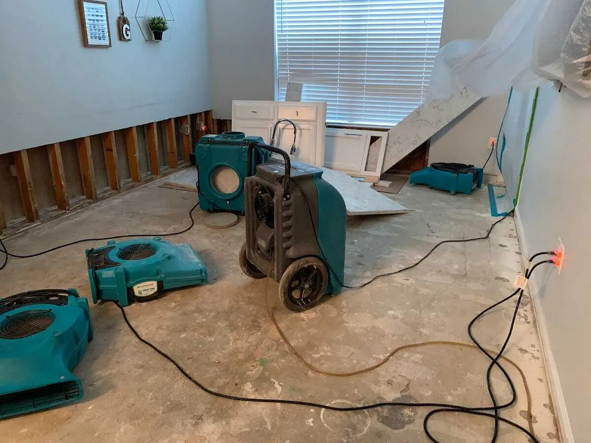 Dehumidifier in flood-cut room for Water Damage Restoration in Starke